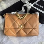 Chanel 19 Medium Brown Quilted Lambskin Leather Flap Shoulder Bag