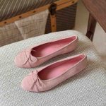 Chanel Light Pink Suede Calfskin Cap Toe CC Ballerina Flats