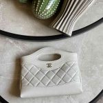 Chanel Nano 31 White Quilted Lambskin Leather Bag With Chain
