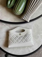 Chanel Nano 31 White Quilted Lambskin Leather Bag With Chain