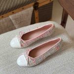 Chanel Pink Tweed Calfskin Cap Toe Ballerina Flats