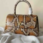 Chanel Small Beige & Tan Python Leather Flap Coco Top Handle Bag