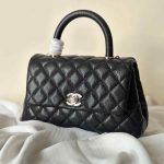 Chanel Small Black Caviar Quilted Flap Coco Top Handle Bag