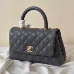 Chanel Small Dark Grey Caviar Quilted Flap Coco Top Handle Bag