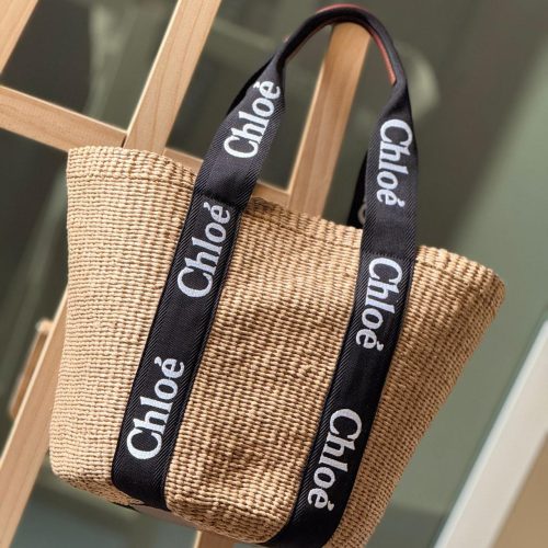 Chloe Large Woody Basket Bag Beige & Black