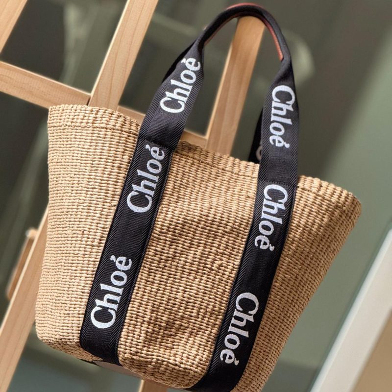 Chloe Large Woody Basket Bag Beige & Black