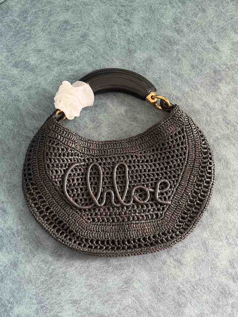 Chloe Summer Banana Bag Black Raffia Chloe Summer Banana Bag Black Raffia
