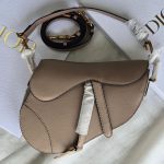 Christian Dior Medium Saddle Bag Powder Beige Grained Calfskin GHW