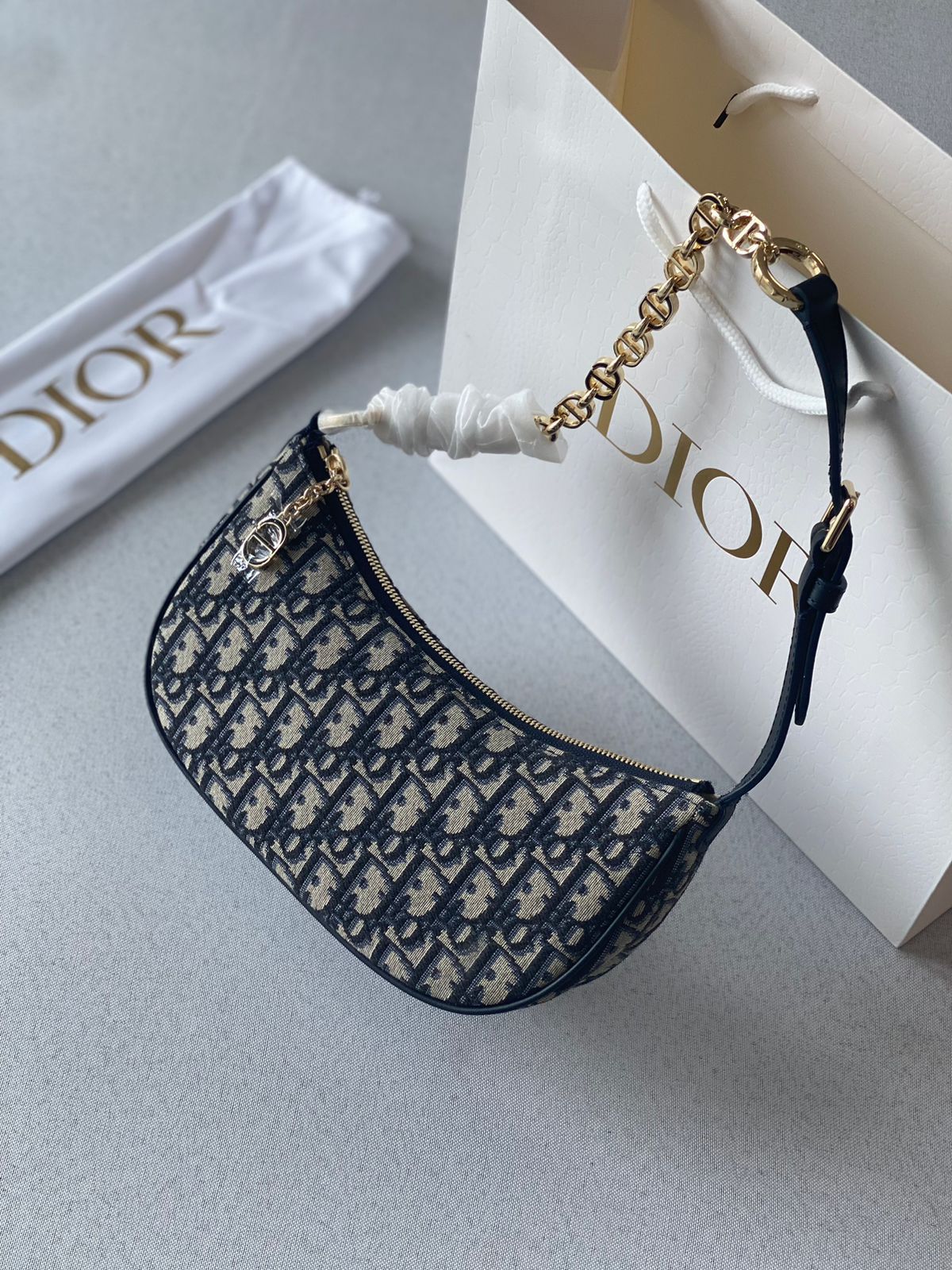 Christian Dior Navy Blue Oblique CD Lounge Bag Christian Dior Navy Blue Oblique CD Lounge Bag - Image 1