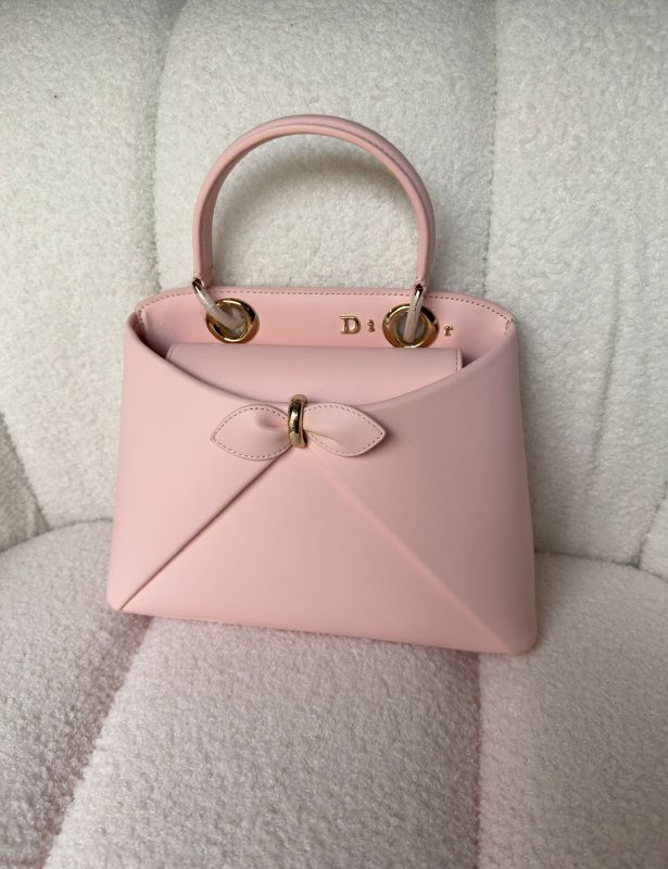 Dior Cigale Pink Shiny Supple Calfskin Leather Bag