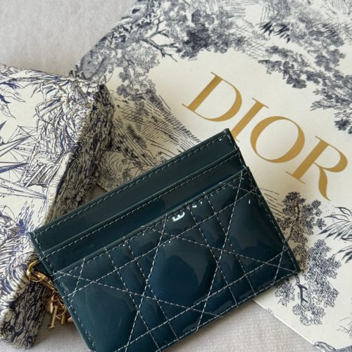 Dior Lady Dior Card Holder Freesia Blue Patent