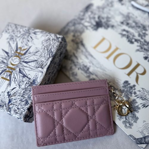 Dior Lady Dior Card Holder Freesia Dark Pink