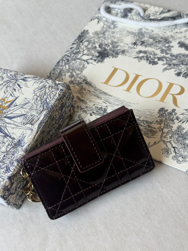 Dior Lady Dior Card Holder Jasmine Deep Burgundy