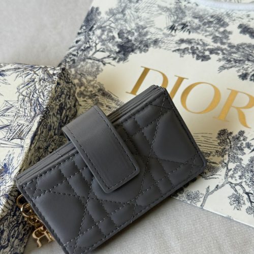 Dior Lady Dior Card Holder Jasmine Grey