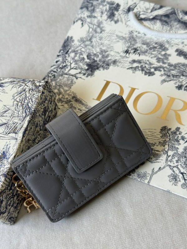 Dior Lady Dior Card Holder Jasmine Grey