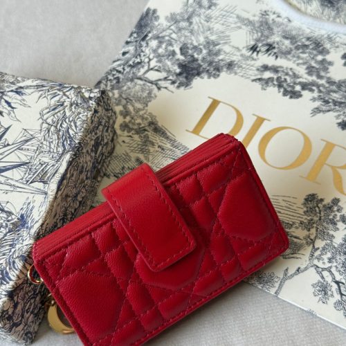 Dior Lady Dior Card Holder Jasmine Red