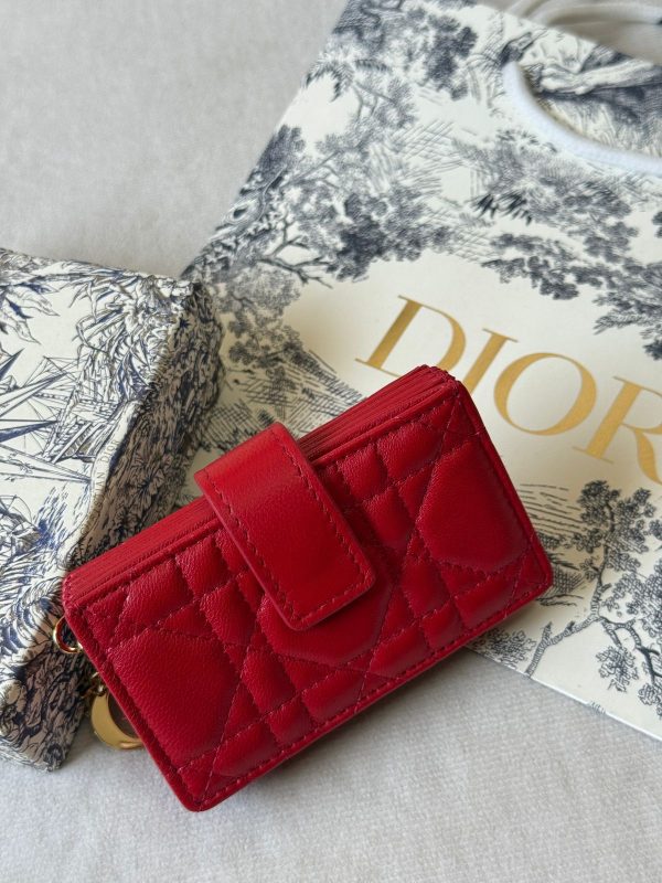Dior Lady Dior Card Holder Jasmine Red