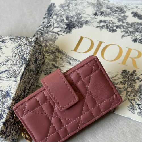 Dior Lady Dior Card Holder Jasmine Strawberry