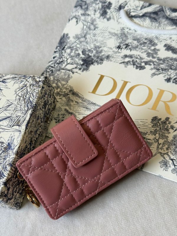 Dior Lady Dior Card Holder Jasmine Strawberry