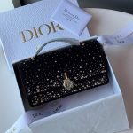 Dior My Dior Mini Black Strass Embroidered Satin Shoulder Bag