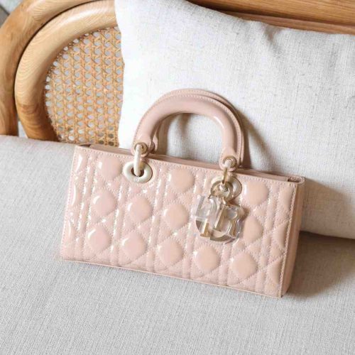 Dior Lady D-Joy Medium Powder Beige Patent Calfskin