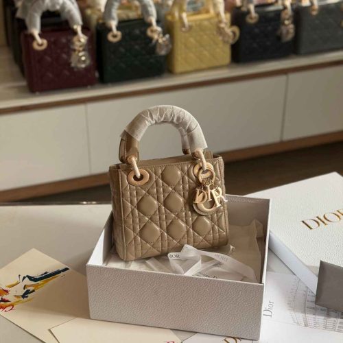 Dior Lady Dior Mini Beige Lambskin Bag