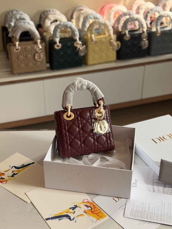 Dior Lady Dior Mini Burgundy Cannage Bag