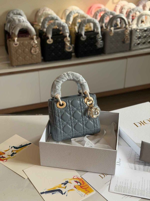 Dior Lady Dior Mini Cloud Gray Lambskin Bag