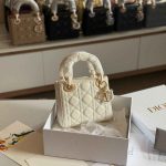 Dior Lady Dior Mini Cream Lambskin Bag