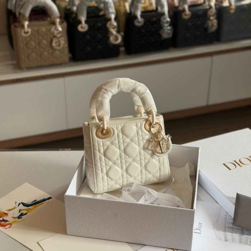 Dior Lady Dior Mini Cream Lambskin Bag