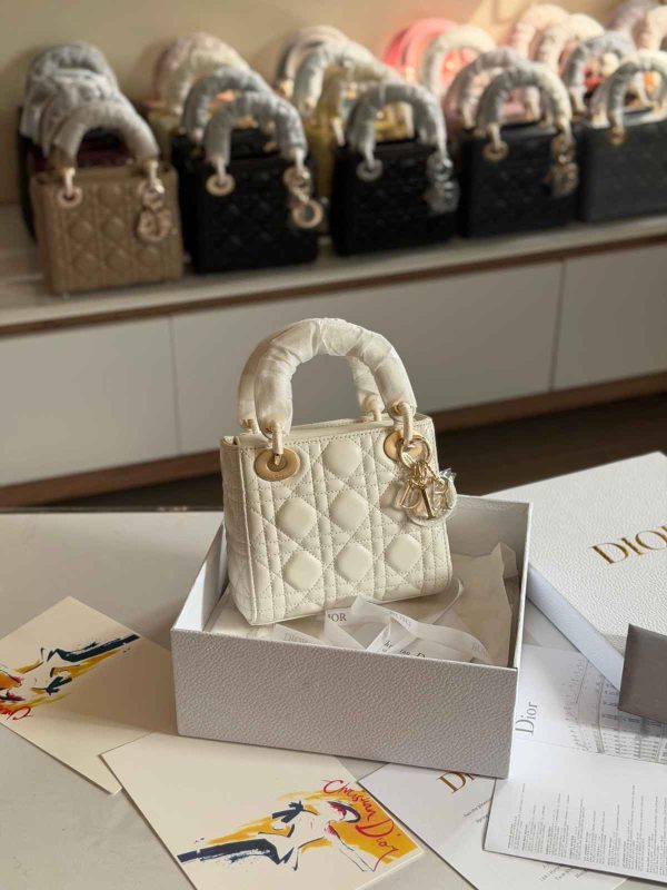 Dior Lady Dior Mini Cream Lambskin Bag