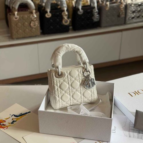 Dior Lady Dior Mini Latte Calfskin Bag