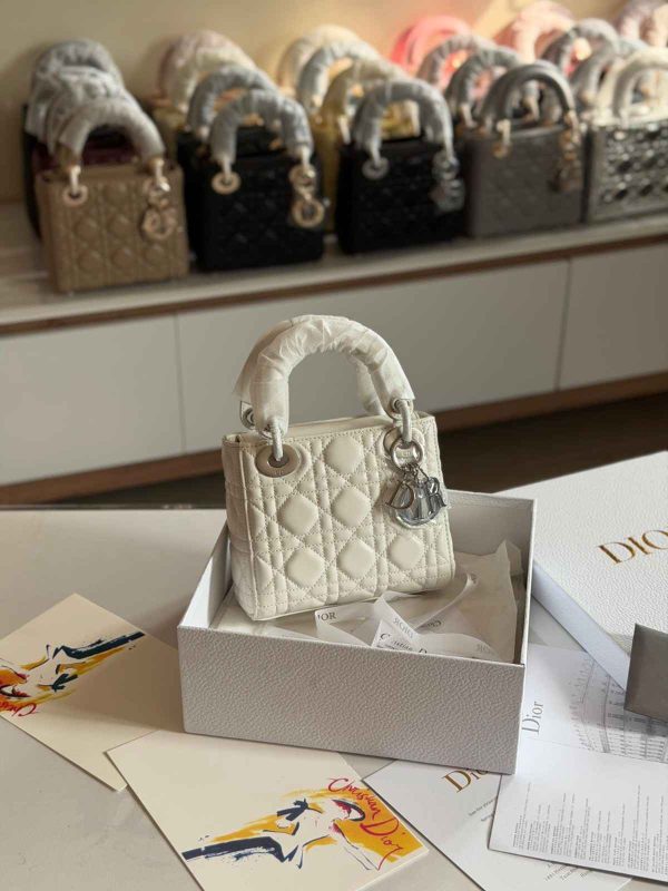Dior Lady Dior Mini Latte Calfskin Bag