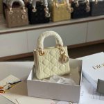 Dior Lady Dior Mini Light Yellow Patent Bag