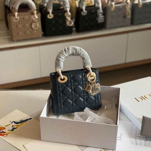 Dior Lady Dior Mini Navy Blue Lambskin Bag