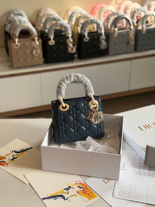Dior Lady Dior Mini Navy Blue Lambskin Bag