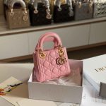 Dior Lady Dior Mini Pink Calfskin Bag