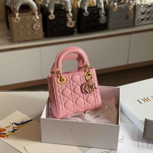 Dior Lady Dior Mini Pink Calfskin Bag