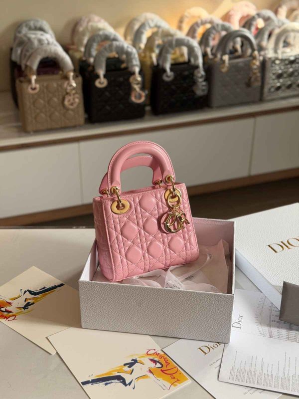Dior Lady Dior Mini Pink Calfskin Bag
