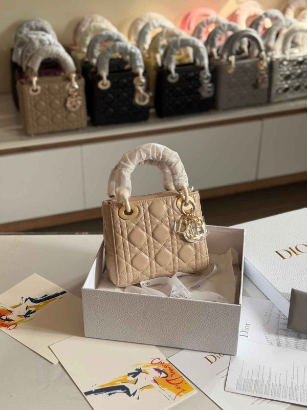 Dior Lady Dior Mini Powder Beige Calfskin Bag