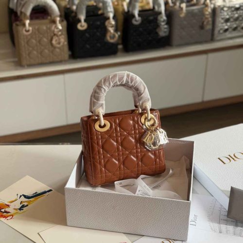 Dior Lady Dior Mini Warm Brown Lambskin Bag