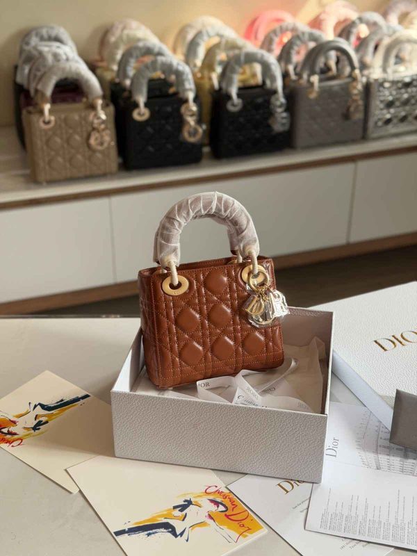 Dior Lady Dior Mini Warm Brown Lambskin Bag