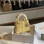 Dior Lady Dior Mini Yellow Lambskin Bag