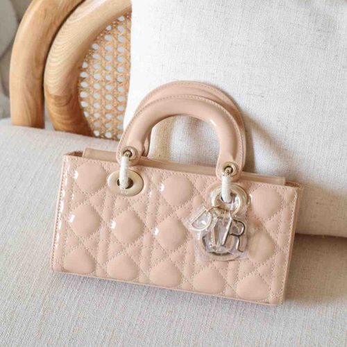 Dior Lady D-Joy Small Beige Patent Lambskin