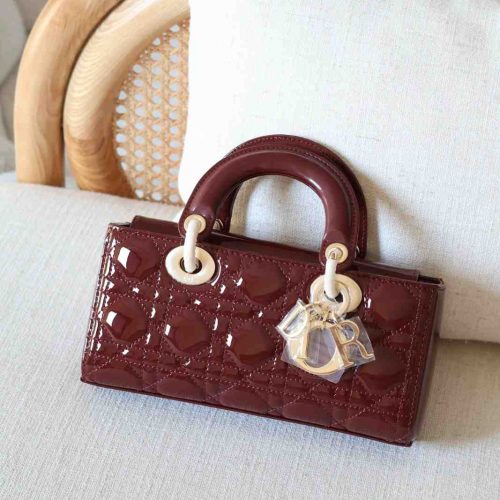 Dior Lady D-Joy Small Cherry Red Patent Calfskin