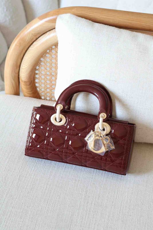 Dior Lady D-Joy Small Cherry Red Patent Calfskin