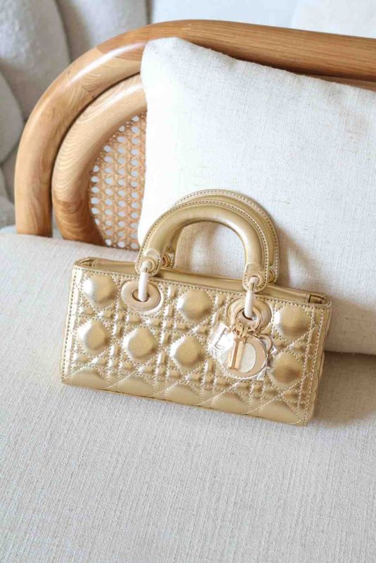 Dior Lady D-Joy Small Metallic Gold Calfskin