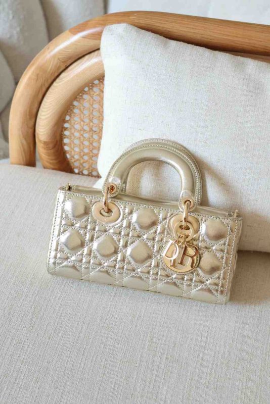 Dior Lady D-Joy Small Metallic Light Gold Calfskin