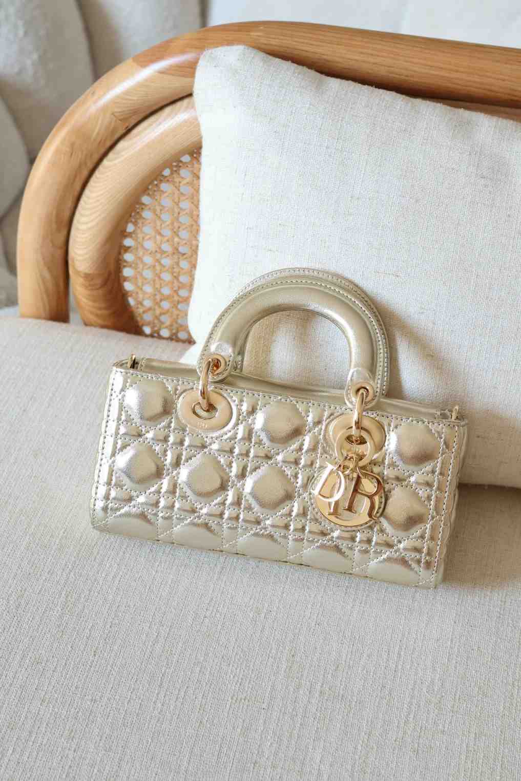 Dior Lady D-Joy Small Metallic Light Gold Calfskin Dior Lady D-Joy Small Metallic Light Gold Calfskin