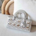 Dior Lady D-Joy Small Metallic Silver Calfskin